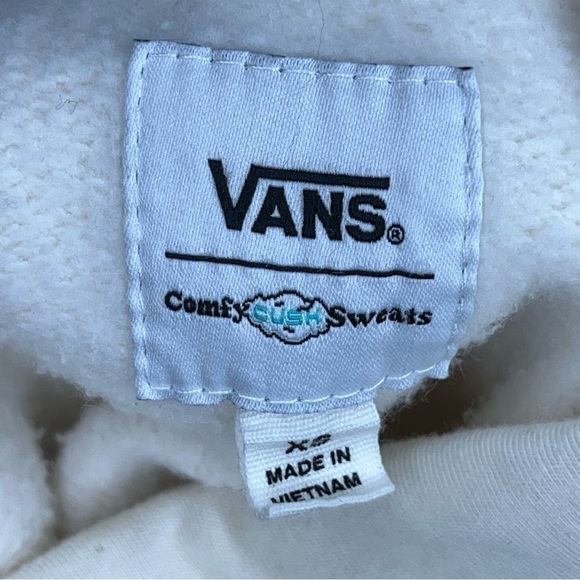 XS VANS IVORY WHITE CROPPED HOODIE CASUAL SOFT LOUNGE WOMENS - Picture 10 of 12